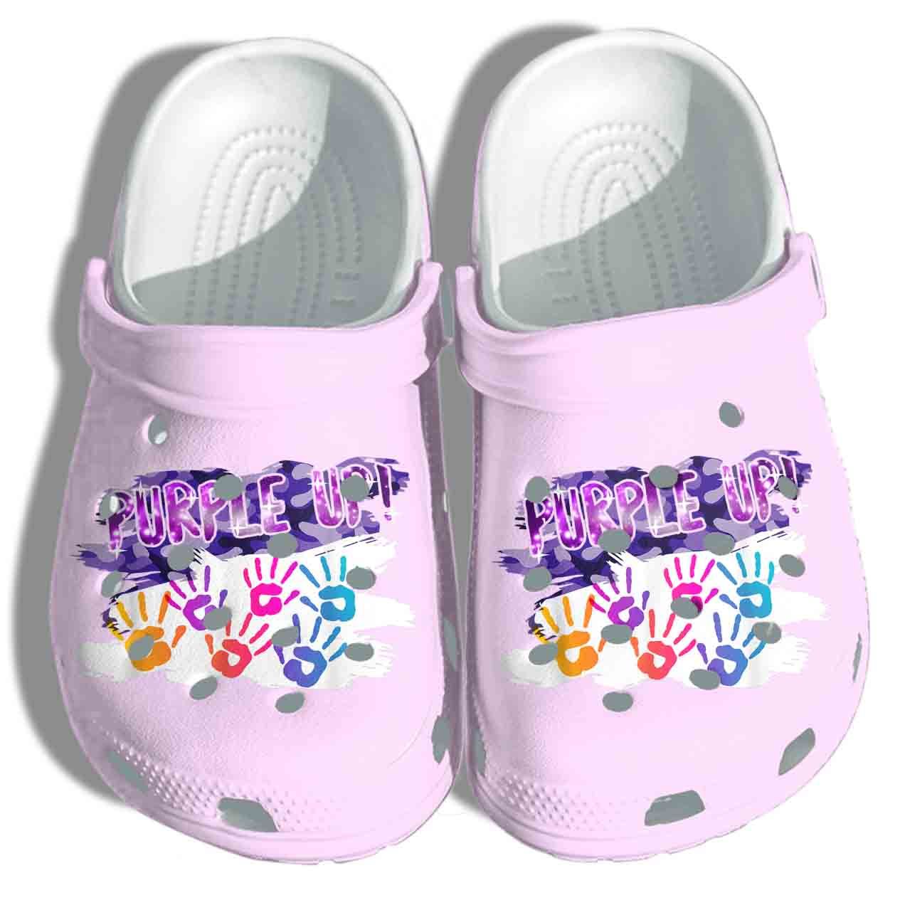 Purple Up Shoes Crocs Clog  Military Child Awareness Sport Clog Birthday Gift Boy Girl